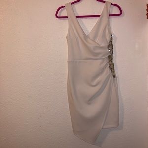 White bodycon dress.